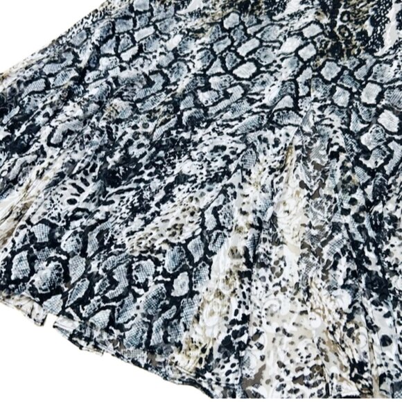 Alice + Olivia Snakeskin Silk Blend Midi Skirt Sheer Slit Designer Sz 2 - Picture 4 of 14